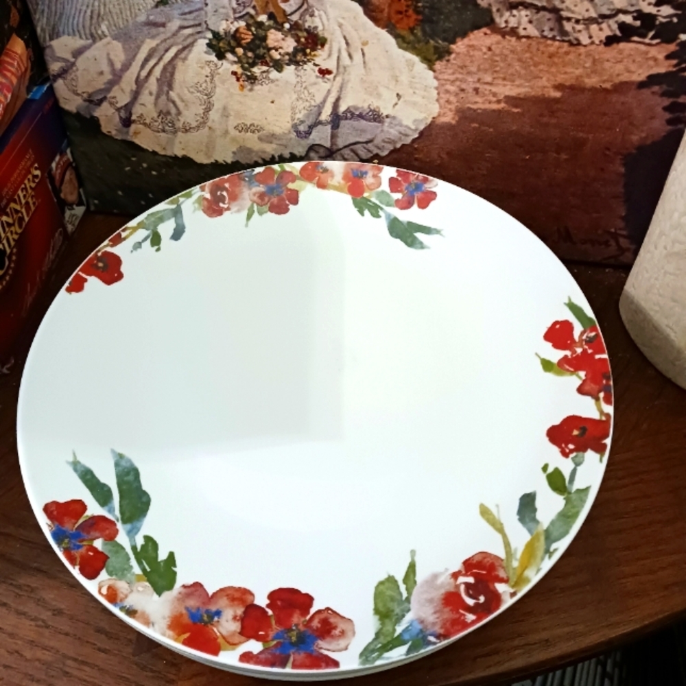 🍅🥪4 Tabletops Galler Plates 11”×2"🍛🍲 Hand Painted Set,NICE GIFT.🥙🥞🍱🎁